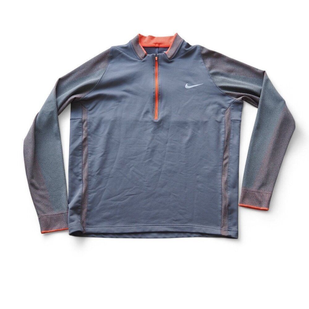 Nike Golf Tour Performance Dri-Fit 1/4 Pullover Grey / Orange 687006-021 Men's L